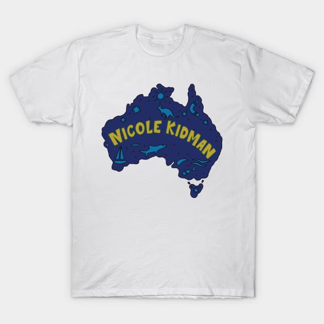 AUSSIE MAP NICOLE KIDMAN T-Shirt by elsa-HD